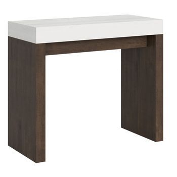Consola Extensible Madera Blanca Y Nogal 40 A 300 Cm Ribo-soporte 2 Pies
