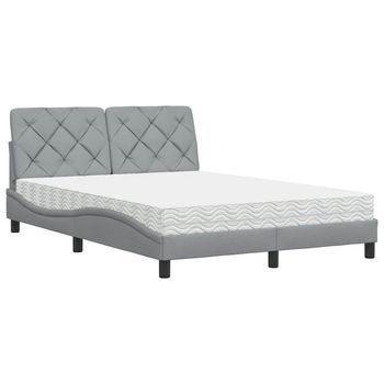 Cama Con Colchón Tela Gris Claro 120x200 Cm