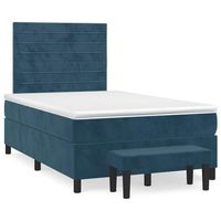 cama tapizada 203x120x128 cm contrachapado madera procesada - azul