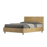cama doble con almacenaje 140x200 con cabecera recta roble natural demas