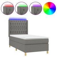estructura de cama led con cabecero con somier colchon 90x190cm tela gris oscuro tdl0209397
