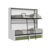 cama doble abatible kando con sofa y colchones de fresno blanco color verde