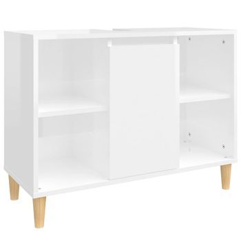 Armario De Almacenamiento | Armario De Lavabo Madera Contrachapada Blanco Brillo 80x33x60cm