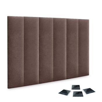 Dhome Juego De 6 Paneles Tapizados De Tela Autoadhesivos Para Pared Acústicos Absorbentes Protección Impactos Cabeceros (marrón Chocolate, 60x20cm,x6)