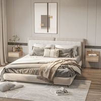 mesitas de noche de melamina de madera homcom 43x365x305 cm-natural