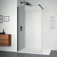 panel fijo de ducha peterson black  110 cm cristal transparente