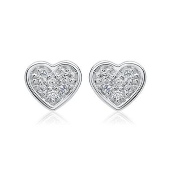 14 quilates pendientes oro blanco corazones 12 diamantes