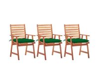 sillas comedor de jardin 3 unidades madera maciza acacia y cojines