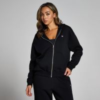 sudadera con capucha y cremallera integral basics para mujer de mp - negro - m
