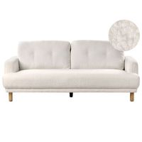 sofa 3 plazas patas de madera poliester asiento grueso retro tapizado de boucle blanco tuve