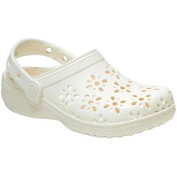 Crocs Zuecos Sabots Classic Floral Cut Out crème para mujer