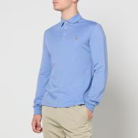 polo ralph lauren long sleeved cotton-pique polo shirt - m