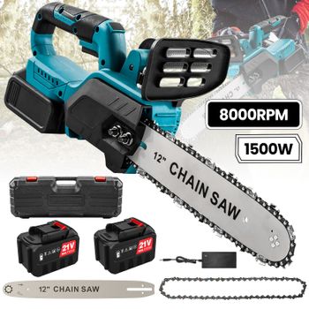 Motosierra eléctrica sin escobillas de 12 pulgadas, herramienta de poda de jardín y carpintería recargable inalámbrica para batería Makita de 21V
