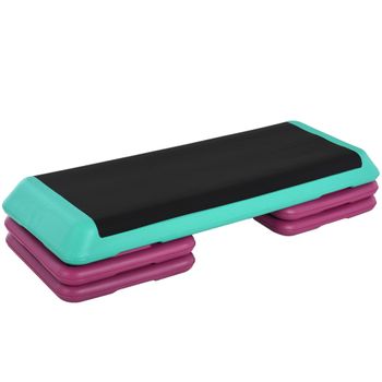 HOMCOM Step de Aeróbic Step para Fitness Antideslizante Altura Regulable 3 Niveles 110x40x20 cm Multicolor