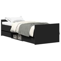 cama individual  cama para adultos  estructura de cama con cabecero piecero negro 90x190 cm