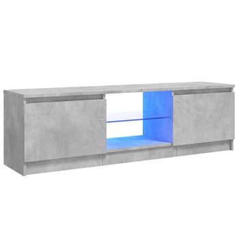Mueble Tv | Mueble De Salón | Armario Tv Con Luces Led Gris Hormigón 120x30x35,5 Cm