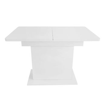 Mesa Extensible Multifuncional de Comedor en Metal y Aglomerado con Estantes Blanco