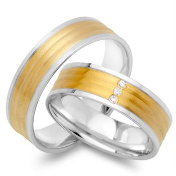 Alianzas 14 quilates oro amarillo-blanco 3 diamantes