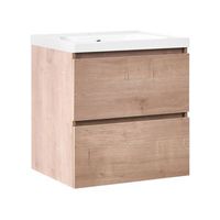 mueble de bano suspendido con lavabo frente de mdf 2 cajones 60 x 49 cm marron claro lagoa
