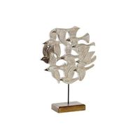 decoracion albasia hierro 38x115x54 pajaros beige