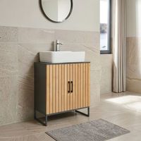 mueble bajo lavabo svanes con 3 compartimentos cerrados 70x60x30cm gris oscuronatural encasa