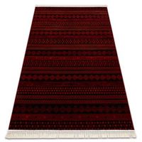 orient 5132 alfombra burdeos  negra oriental con flecos 100x200 cm