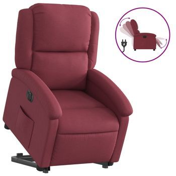 Sillón De Salón | Silla | Sillón Eléctrico Reclinable Elevable De Tela Rojo Tinto
