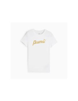 Camiseta Puma Essentials+ Script Metallic G Niña Blanco/Dorado
