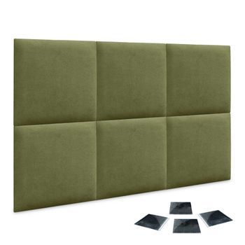 Dhome Juego De 6 Paneles Tapizados De Tela Autoadhesivos Para Pared Acústicos Absorbentes Protección Impactos Cabeceros (verde, 50x50cm, X6)