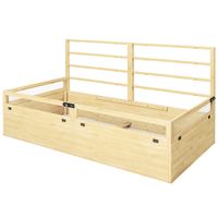 outsunny macetero elevado krauterbeet resistente a la intemperie con 1 enrejado 183 x 985 x 95 cm madera natural   aosom espana