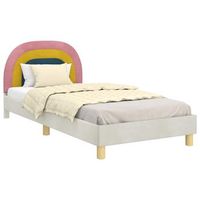 estructura de cama con cabecera crema 80 x 200 cm terciopelo