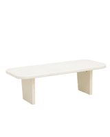 mesa de centro de microcemento con dos patas blanco roto de 95x30cm