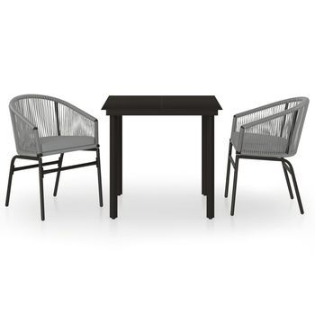 Conjunto Comedor Jardin 3 Uds | Mueble Jardin Mesa Y Sillas Gris