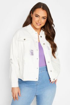 Yours Cazadora Vaquera Blanca Con Rotos , Mujer Curvy Y Tallas Grandes, Yours