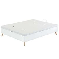 canape alto abatible estilo nordico con patas ligeramente inclinadas color blanco cama dormitorio 135x190 cm