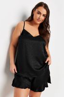 yours pijama corto de tirantes negro leopardo