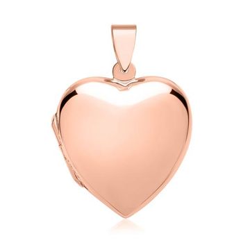 Medallón de corazón grande chapado en oro rosado pulido