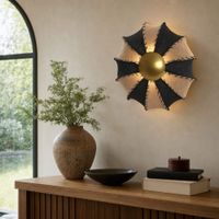 lampara aplique de pared de yute y hierro multicolor 50x50x25 cm