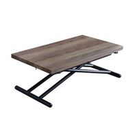 mesa de centro convertible en mesa de comedor frenzy en nogal y patas metal negras