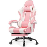 silla gaming gtplayer ergonomica con reposapies y masaje lumbar rosa