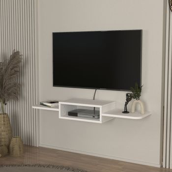 Mueble De Tv Flotante Tar Con 2 Estantes 115x30x16 Cm - Blanco [en.casa]