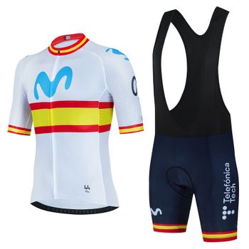 Movistar Ciclismo Jersey conjunto de manga corta España hombres Anti-UV bicicleta ropa deportiva equipo verano bicicleta ropa Maillot Ciclismo Hombre