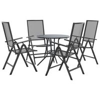 set de pack 5 uds sillas jardin  silla de exterior  sillon reclinables acero antracita