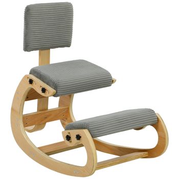 HOMCOM Silla de Rodillas Ergonómica con Respaldo Apoyo para Rodillas y Tapizado de Pana Gris   Aosom España