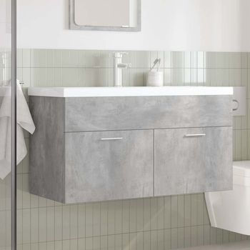 Mueble De Baño | Armario De Baño Con Lavabo Incorporado Y Grifo Gris Hormigón