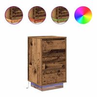 mesita de noche con luces led madera vieja 38x34x65 cm