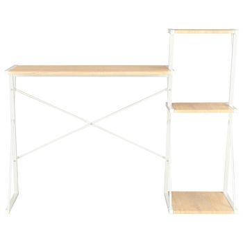 Mesa De Escritorio | | Escritorio De Despacho | Escritorio Con Estantería Blanco Y Roble 116x50x93 Cm