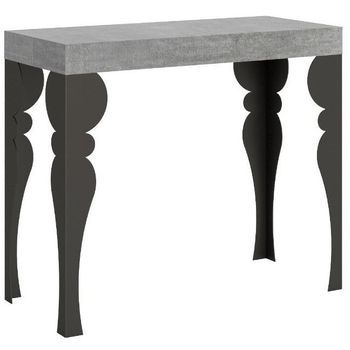 Consola Oriental Extensible De 12 Plazas De Metal Gris Hormigón Y Antracita De 40 A 300 Cm Torza