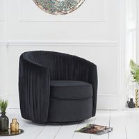 sarah black velvet swivel chair