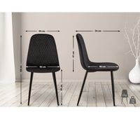 set de 4 sillas de comedor giverny en tela o terciopelo negro 54x44x88 cm